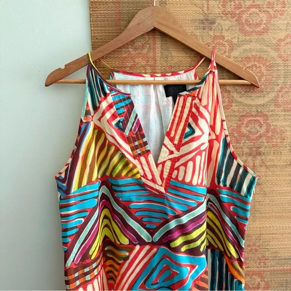 J. Crew Collection Geo Brushstroke Cotton Multi-color Sundress - Picture 2 of 6